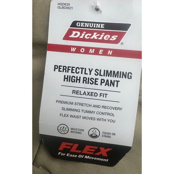 Genuine Dickies Womens Perfectly Slimming High Rise Pant Relaxed Fit Khaki 14R - Picture 12 of 16
